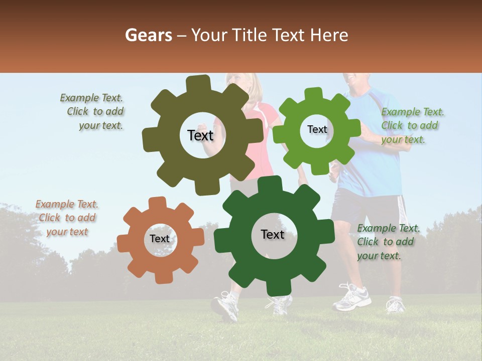 A Man And A Woman Jogging In A Field PowerPoint Template