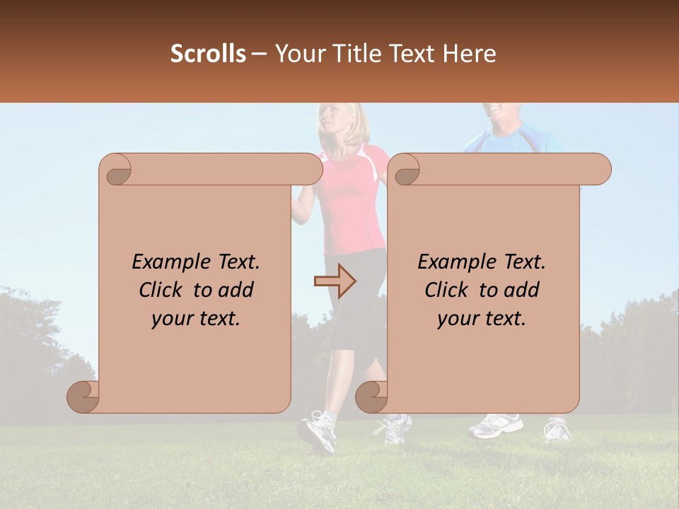 A Man And A Woman Jogging In A Field PowerPoint Template