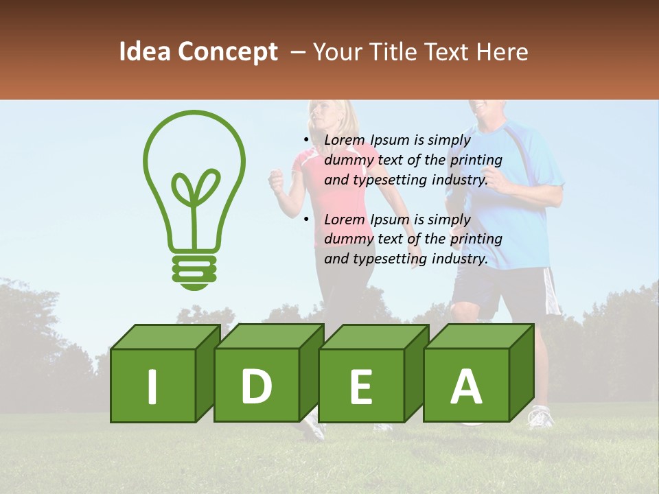 A Man And A Woman Jogging In A Field PowerPoint Template