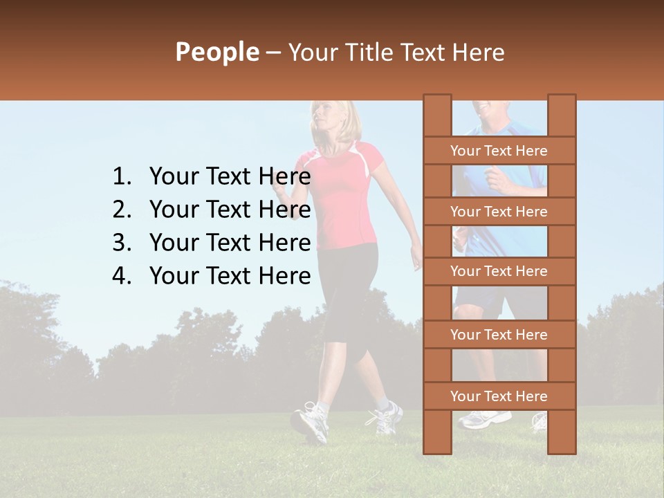 A Man And A Woman Jogging In A Field PowerPoint Template