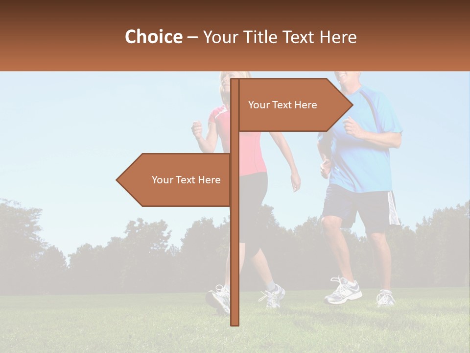 A Man And A Woman Jogging In A Field PowerPoint Template