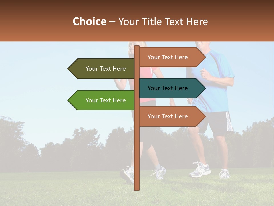 A Man And A Woman Jogging In A Field PowerPoint Template