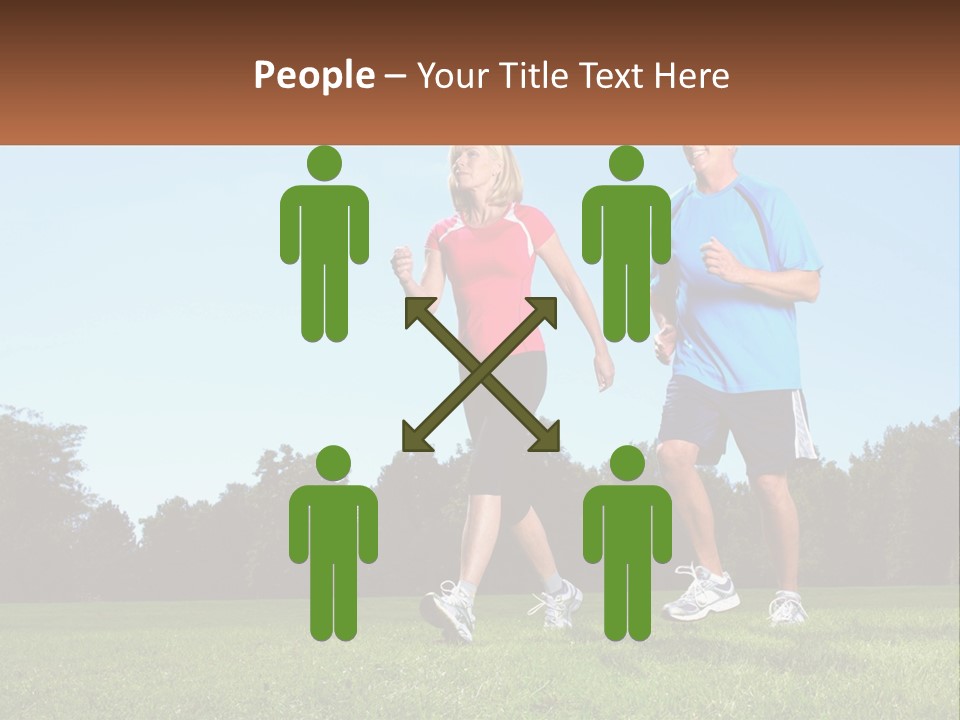 A Man And A Woman Jogging In A Field PowerPoint Template