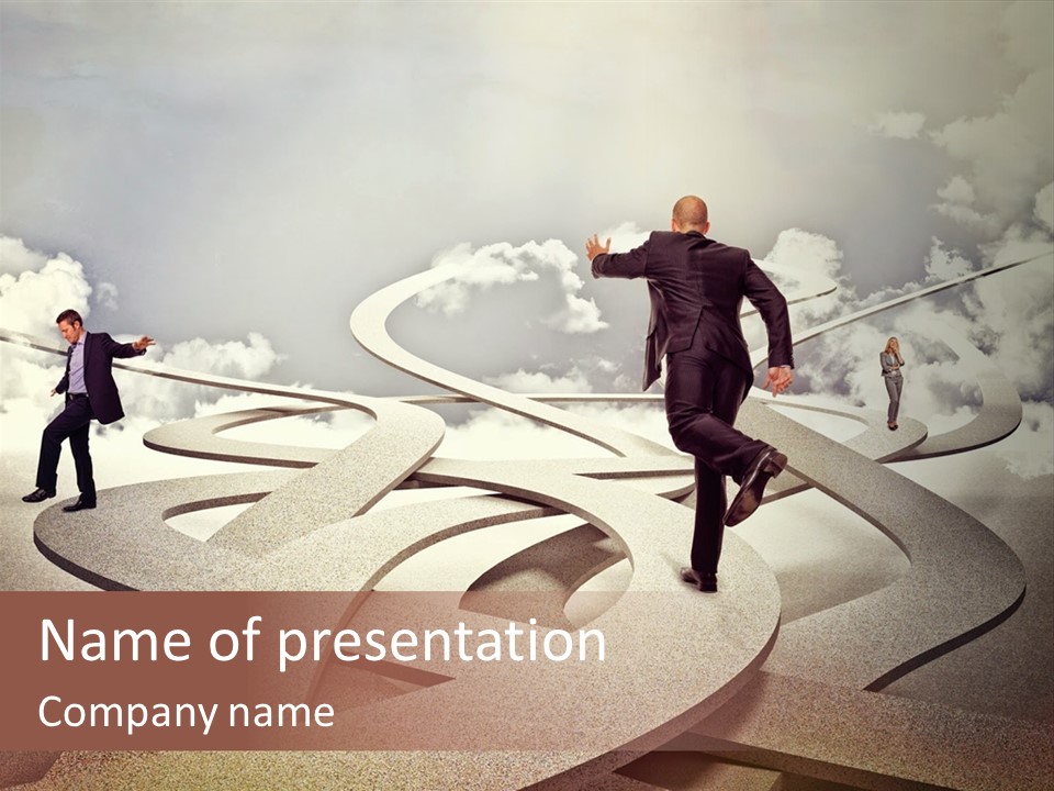 A Man In A Suit And A Man In A Suit Are Walking Across A Maze PowerPoint Template
