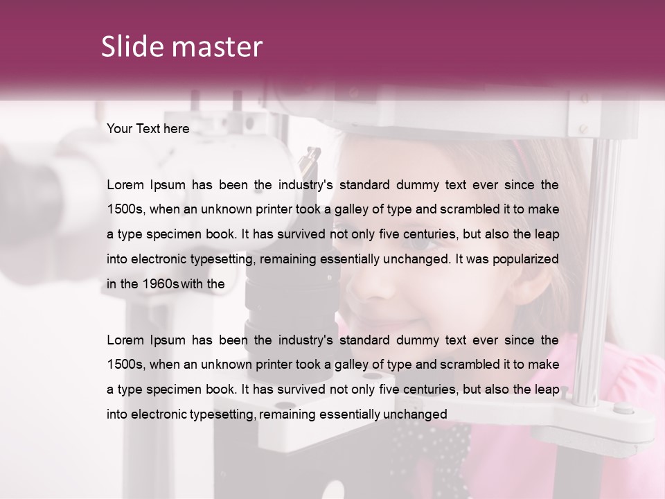 A Little Girl Is Looking Through A Microscope PowerPoint Template