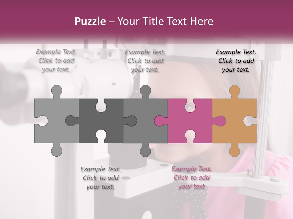 A Little Girl Is Looking Through A Microscope PowerPoint Template