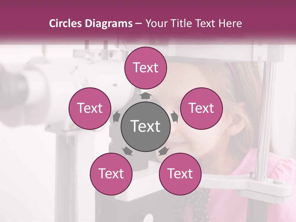 A Little Girl Is Looking Through A Microscope PowerPoint Template