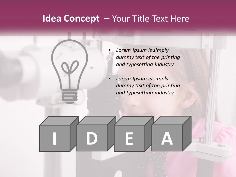 A Little Girl Is Looking Through A Microscope PowerPoint Template