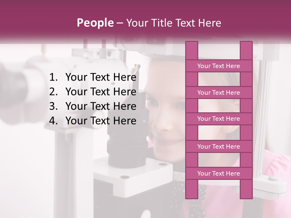 A Little Girl Is Looking Through A Microscope PowerPoint Template