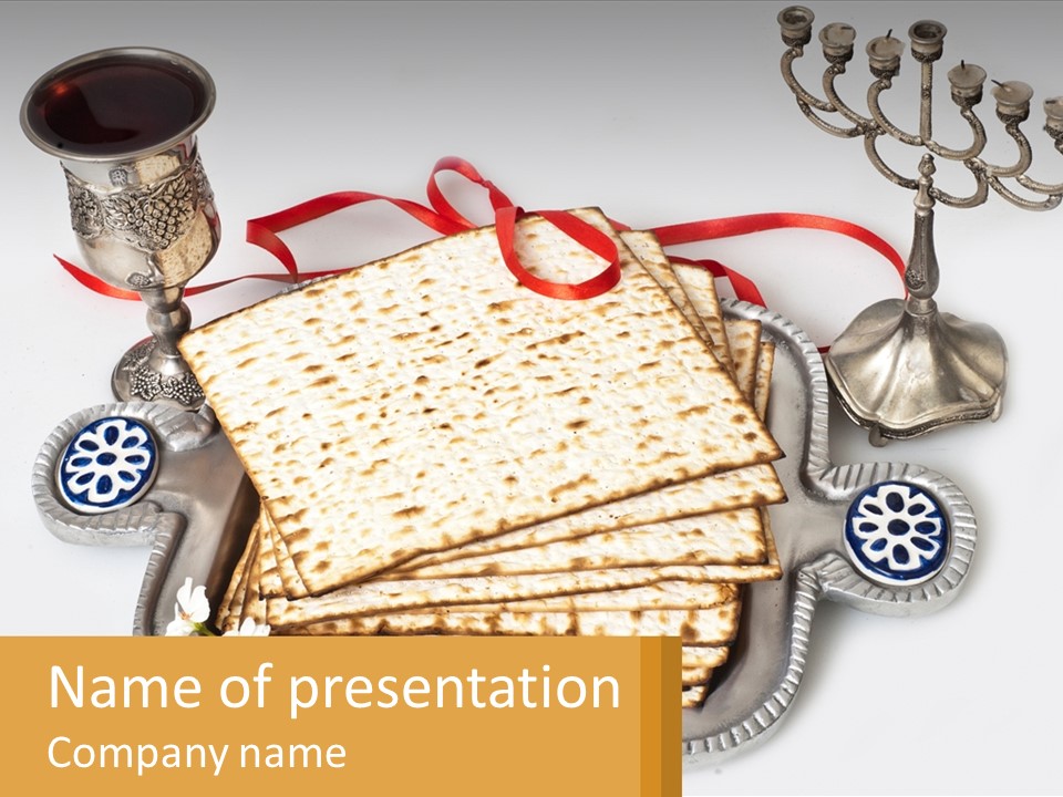 A Matzo With A Can Of Wine And A Can Of Wine Next To It PowerPoint Template