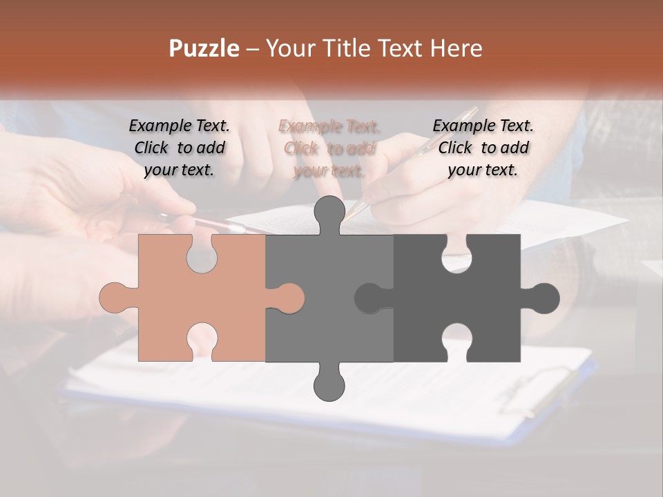 Two People Writing On A Piece Of Paper PowerPoint Template