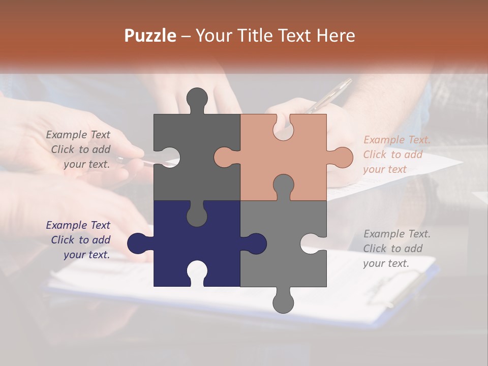 Two People Writing On A Piece Of Paper PowerPoint Template