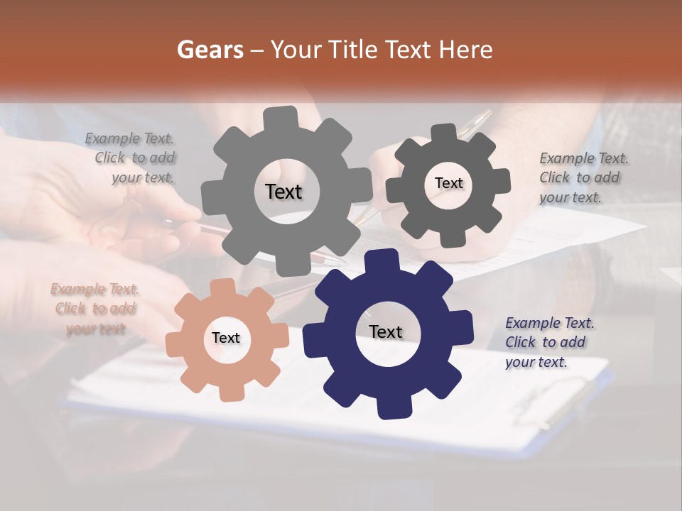 Two People Writing On A Piece Of Paper PowerPoint Template