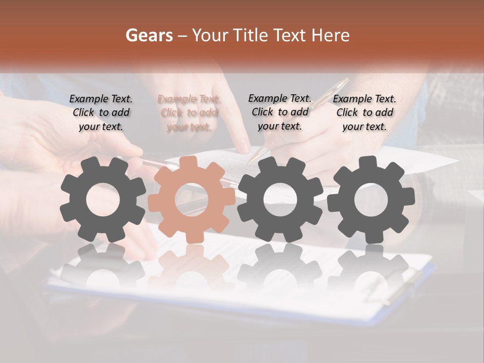 Two People Writing On A Piece Of Paper PowerPoint Template