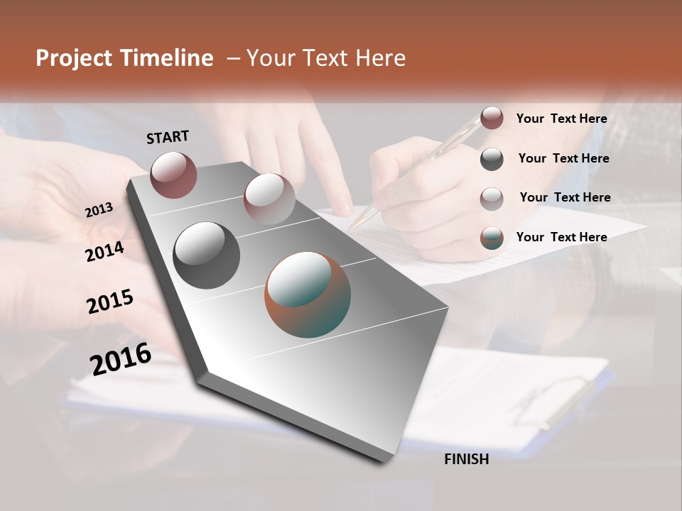 Two People Writing On A Piece Of Paper PowerPoint Template