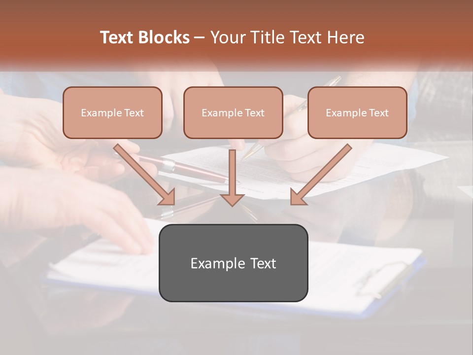 Two People Writing On A Piece Of Paper PowerPoint Template