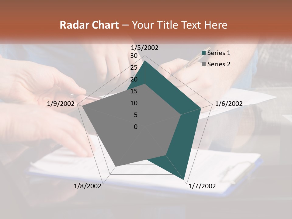 Two People Writing On A Piece Of Paper PowerPoint Template