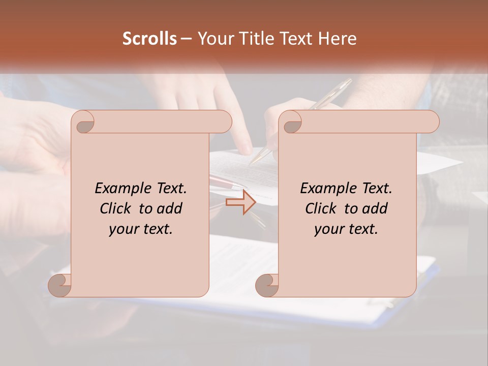 Two People Writing On A Piece Of Paper PowerPoint Template