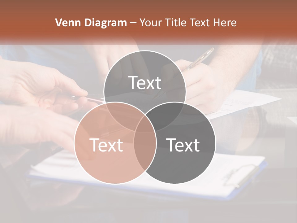 Two People Writing On A Piece Of Paper PowerPoint Template