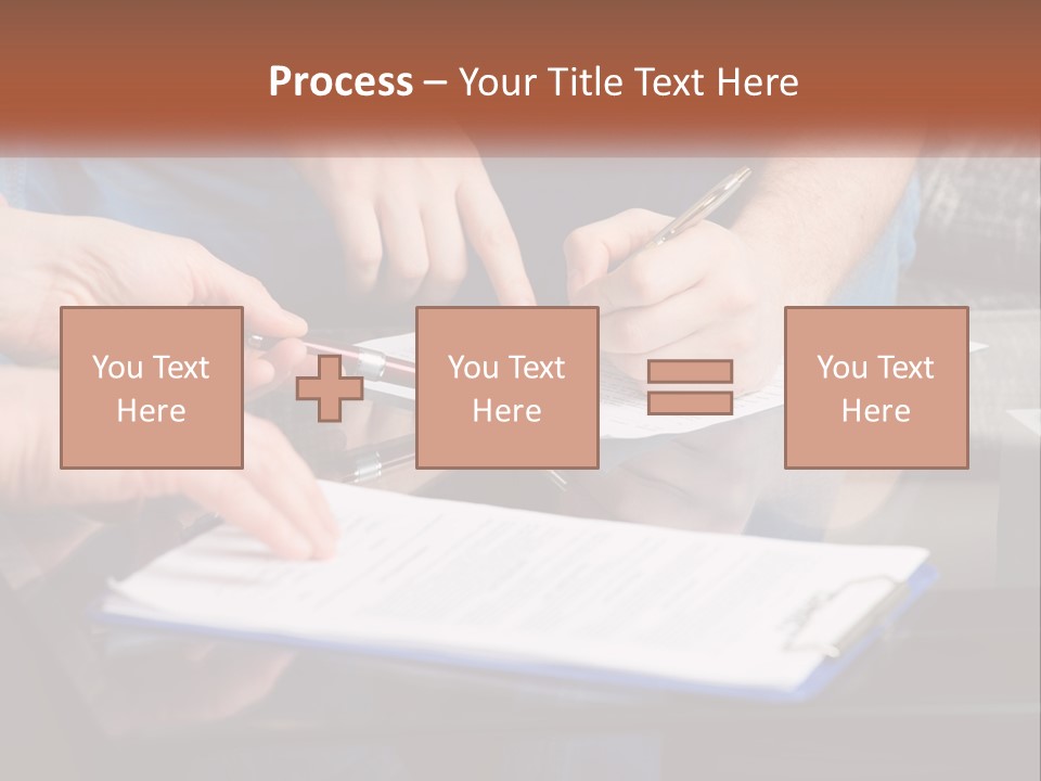 Two People Writing On A Piece Of Paper PowerPoint Template