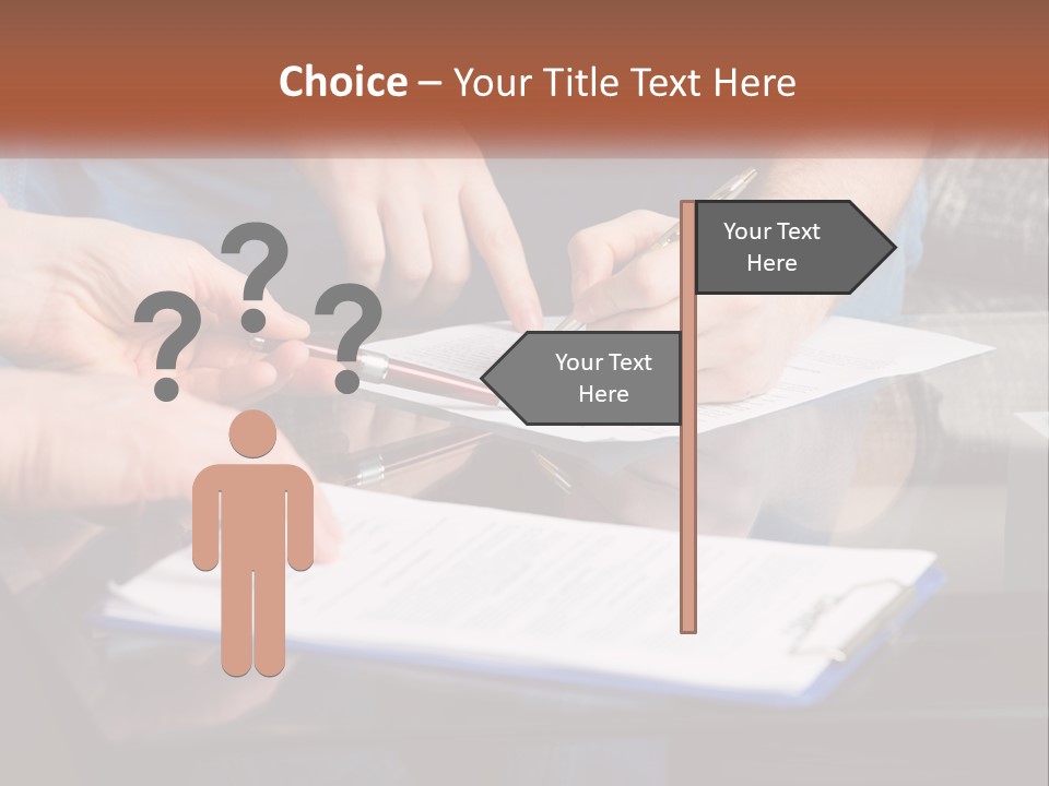 Two People Writing On A Piece Of Paper PowerPoint Template