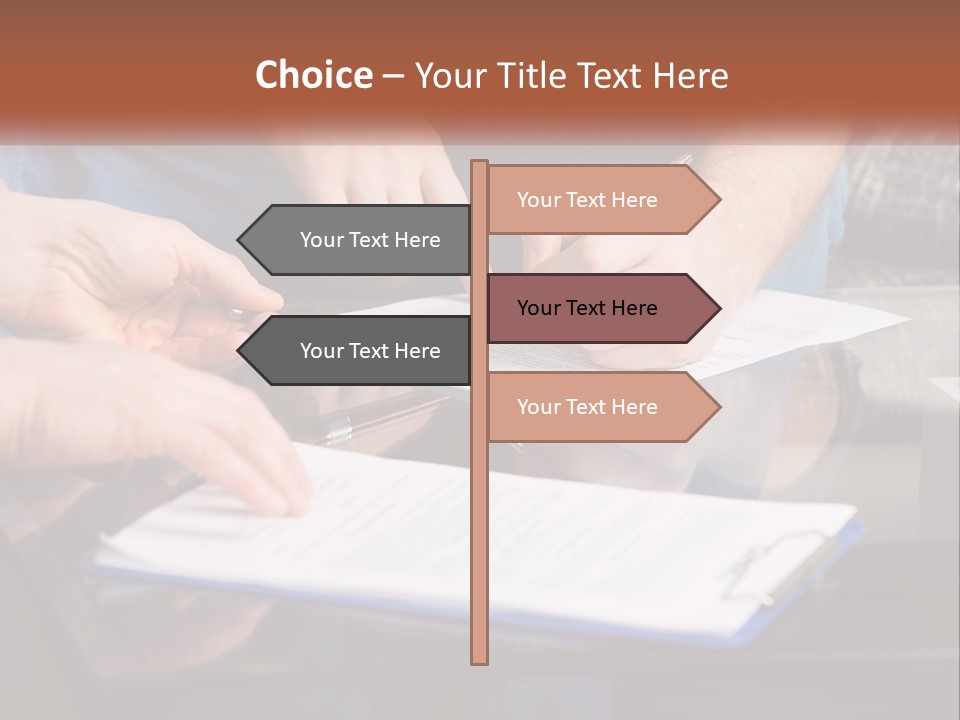 Two People Writing On A Piece Of Paper PowerPoint Template