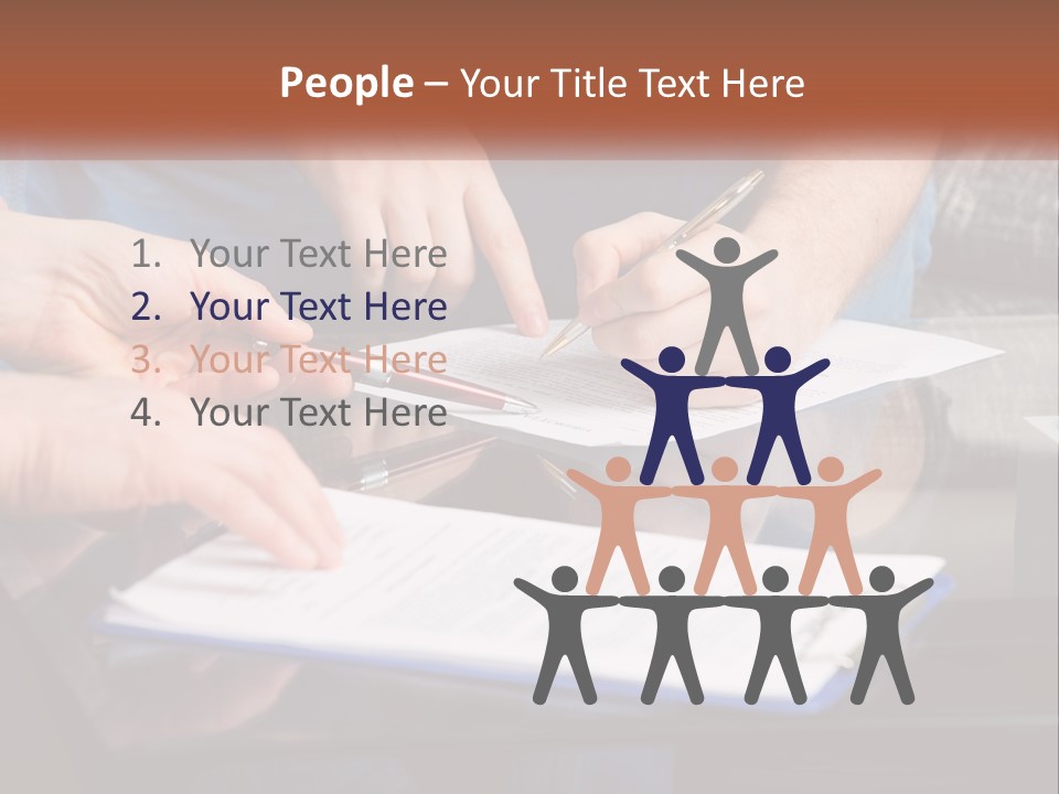 Two People Writing On A Piece Of Paper PowerPoint Template