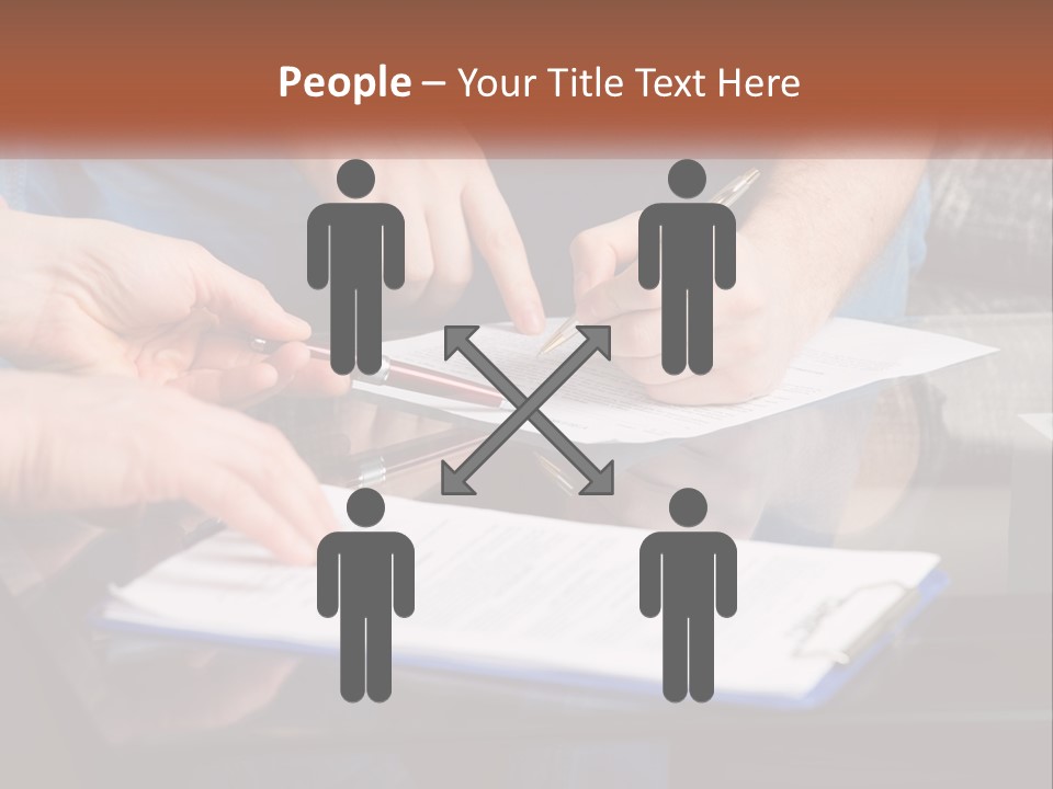 Two People Writing On A Piece Of Paper PowerPoint Template