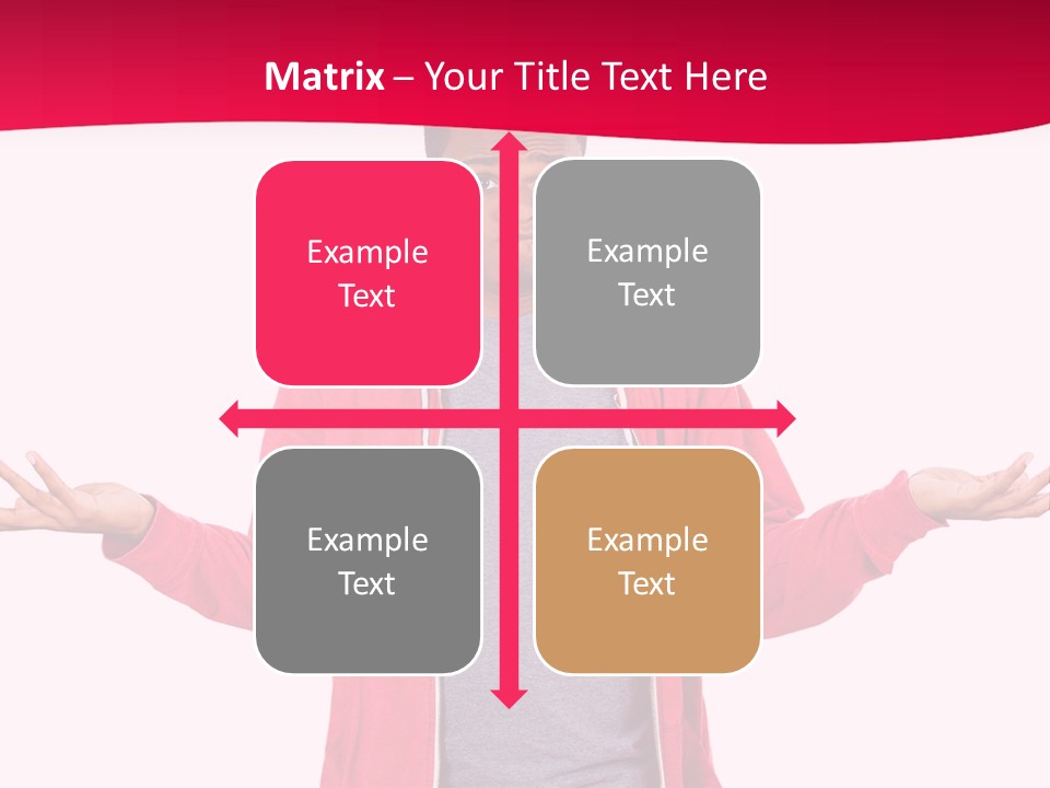 A Man In A Red Jacket Is Holding His Hands Out PowerPoint Template