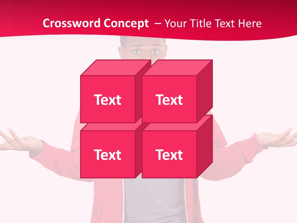 A Man In A Red Jacket Is Holding His Hands Out PowerPoint Template