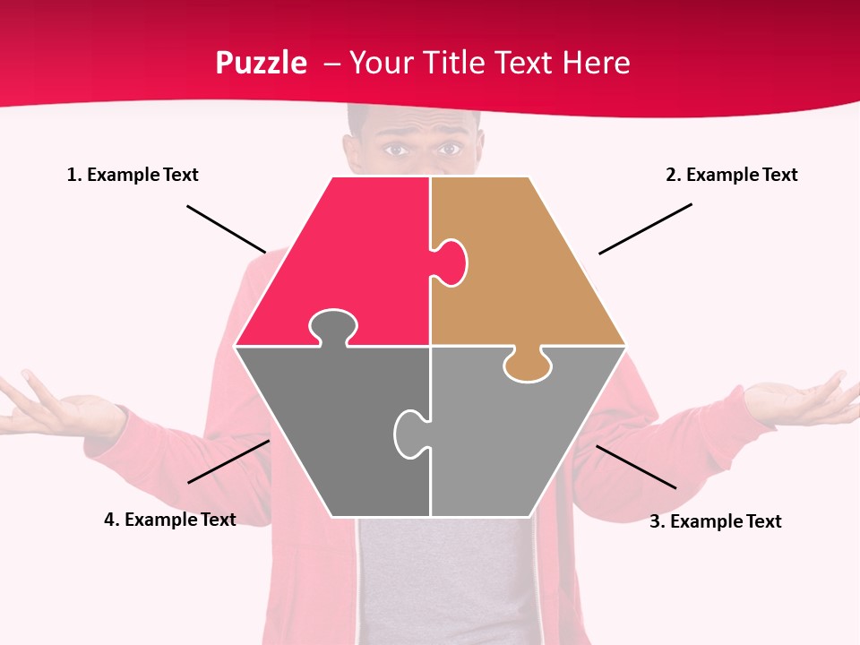 A Man In A Red Jacket Is Holding His Hands Out PowerPoint Template