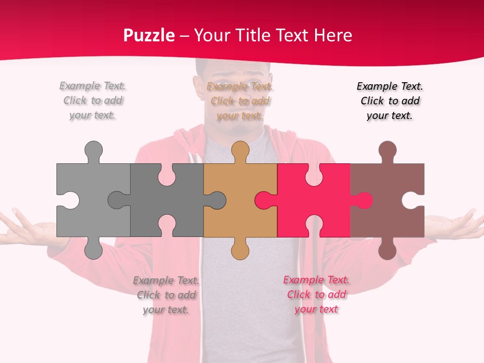 A Man In A Red Jacket Is Holding His Hands Out PowerPoint Template