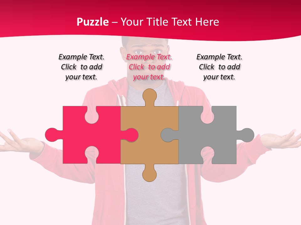 A Man In A Red Jacket Is Holding His Hands Out PowerPoint Template