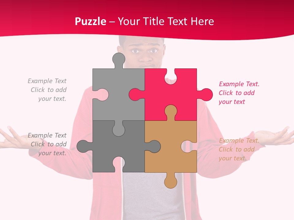 A Man In A Red Jacket Is Holding His Hands Out PowerPoint Template