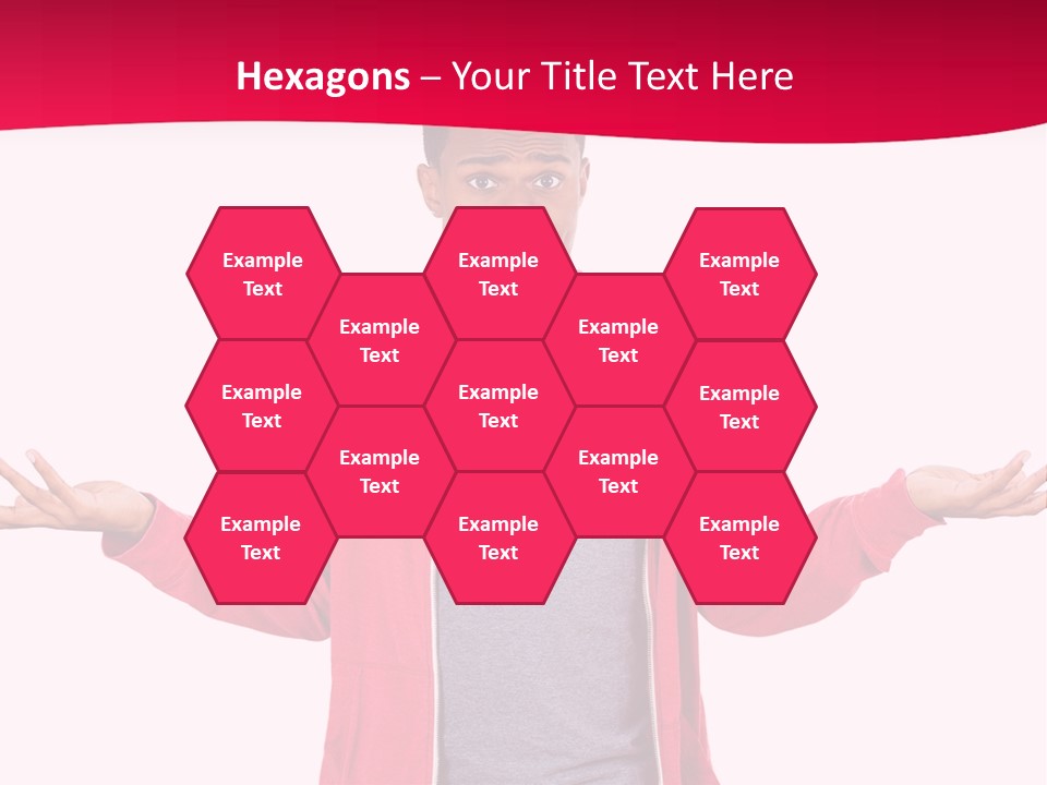 A Man In A Red Jacket Is Holding His Hands Out PowerPoint Template