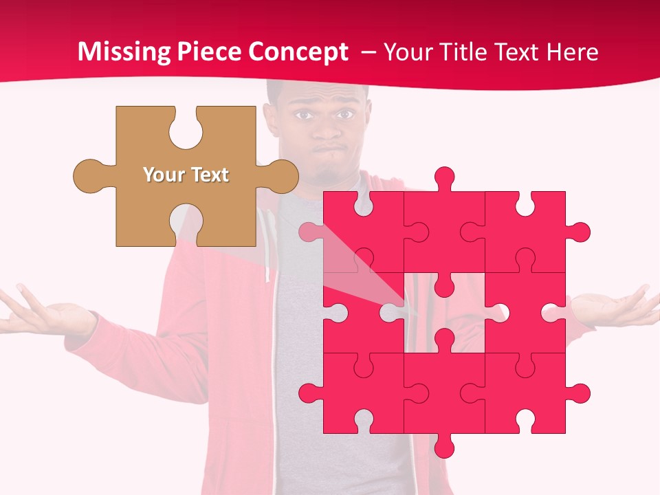 A Man In A Red Jacket Is Holding His Hands Out PowerPoint Template