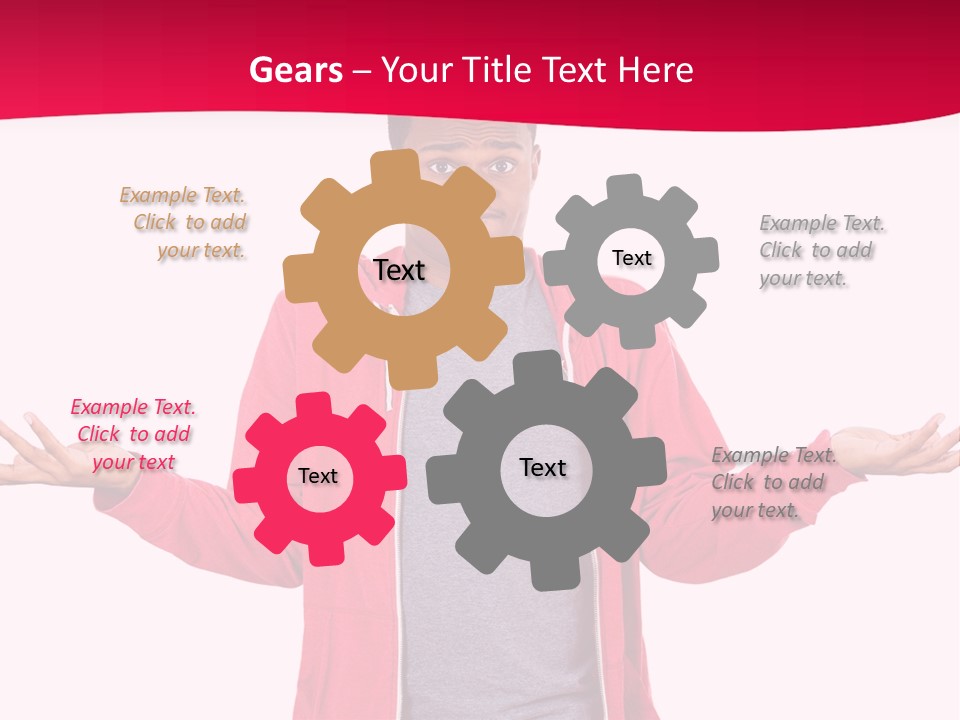 A Man In A Red Jacket Is Holding His Hands Out PowerPoint Template