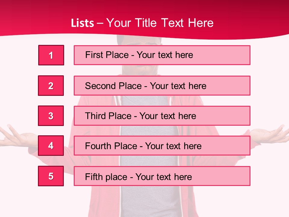 A Man In A Red Jacket Is Holding His Hands Out PowerPoint Template