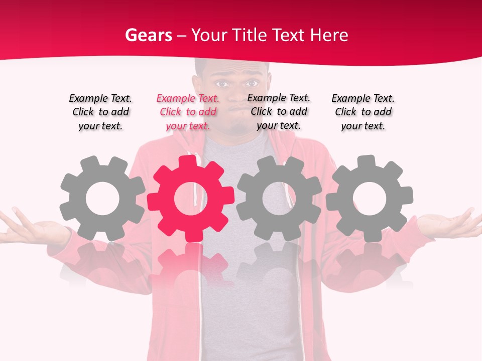 A Man In A Red Jacket Is Holding His Hands Out PowerPoint Template