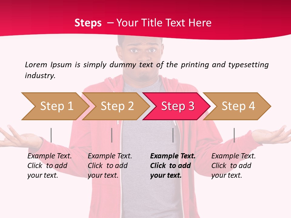 A Man In A Red Jacket Is Holding His Hands Out PowerPoint Template