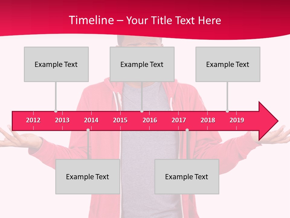 A Man In A Red Jacket Is Holding His Hands Out PowerPoint Template