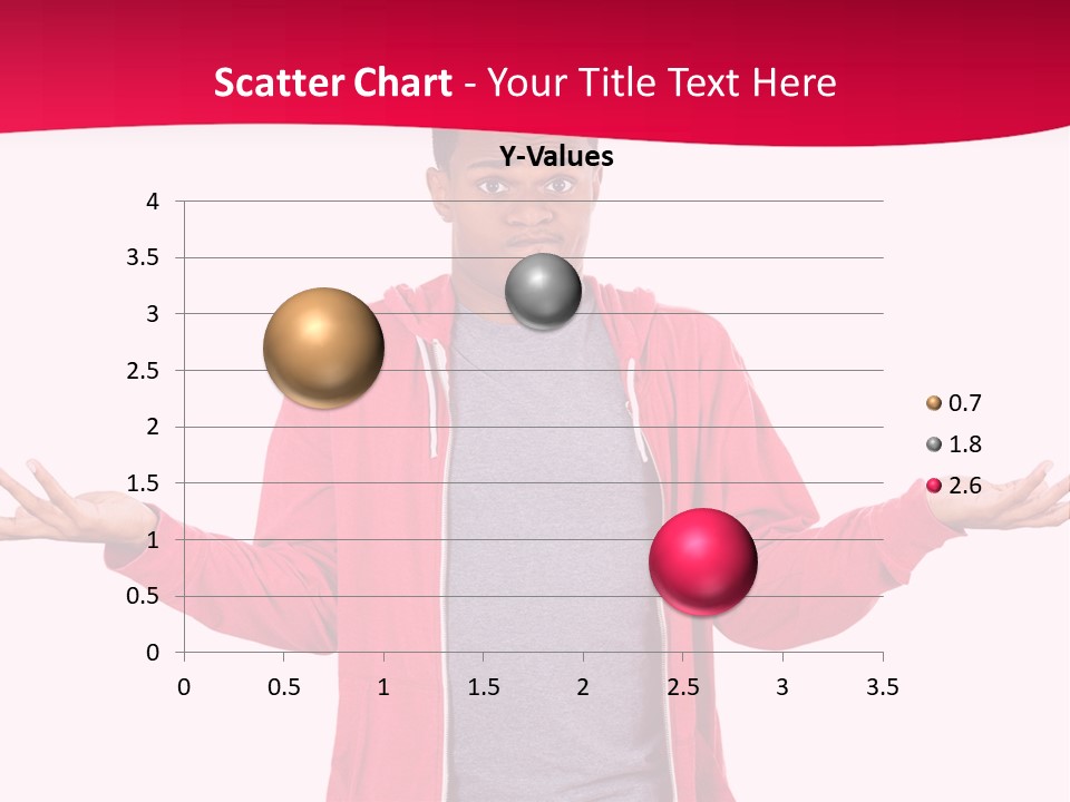 A Man In A Red Jacket Is Holding His Hands Out PowerPoint Template