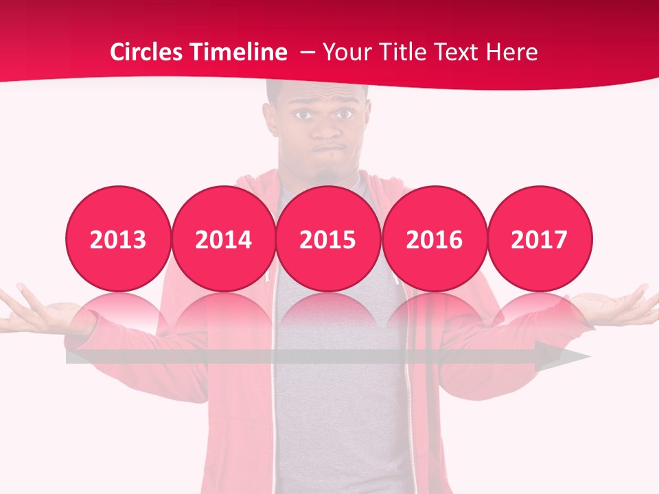 A Man In A Red Jacket Is Holding His Hands Out PowerPoint Template