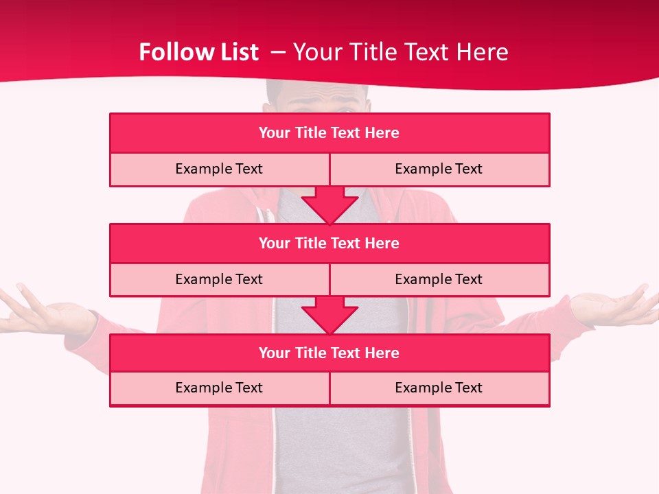 A Man In A Red Jacket Is Holding His Hands Out PowerPoint Template