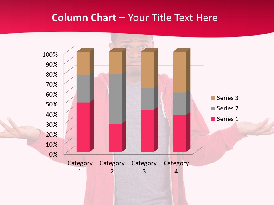 A Man In A Red Jacket Is Holding His Hands Out PowerPoint Template