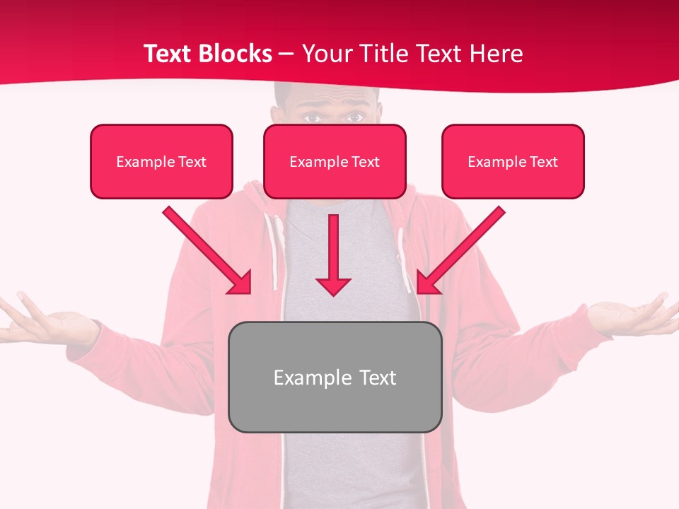 A Man In A Red Jacket Is Holding His Hands Out PowerPoint Template