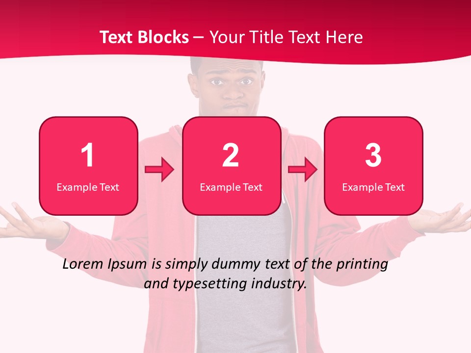 A Man In A Red Jacket Is Holding His Hands Out PowerPoint Template