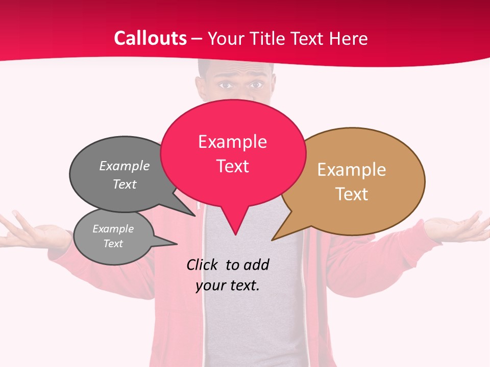 A Man In A Red Jacket Is Holding His Hands Out PowerPoint Template