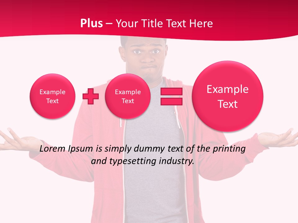 A Man In A Red Jacket Is Holding His Hands Out PowerPoint Template