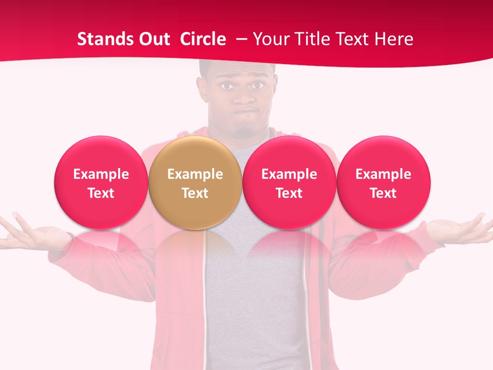 A Man In A Red Jacket Is Holding His Hands Out PowerPoint Template